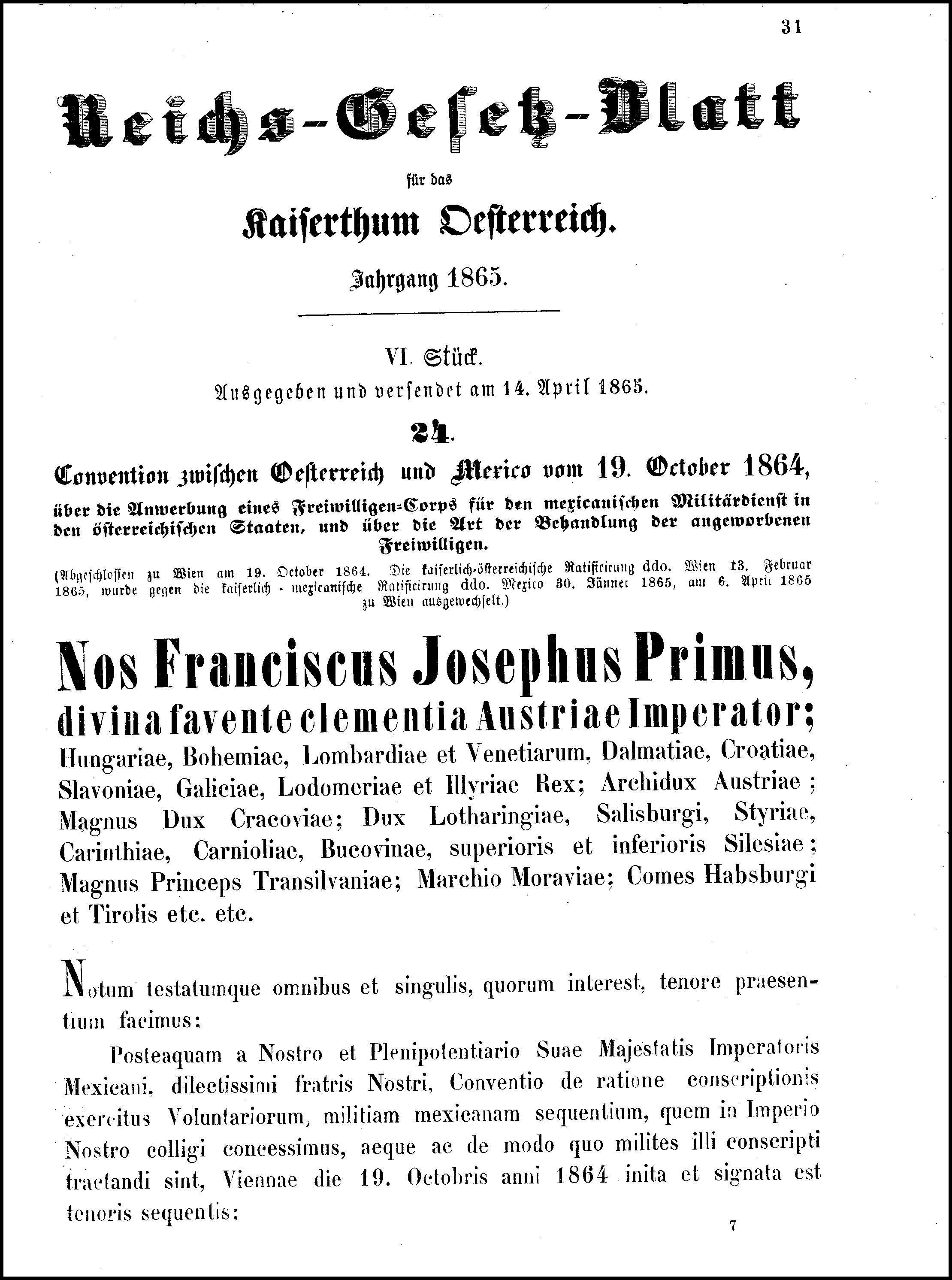 Convention zwischen Österreich und Mexiko