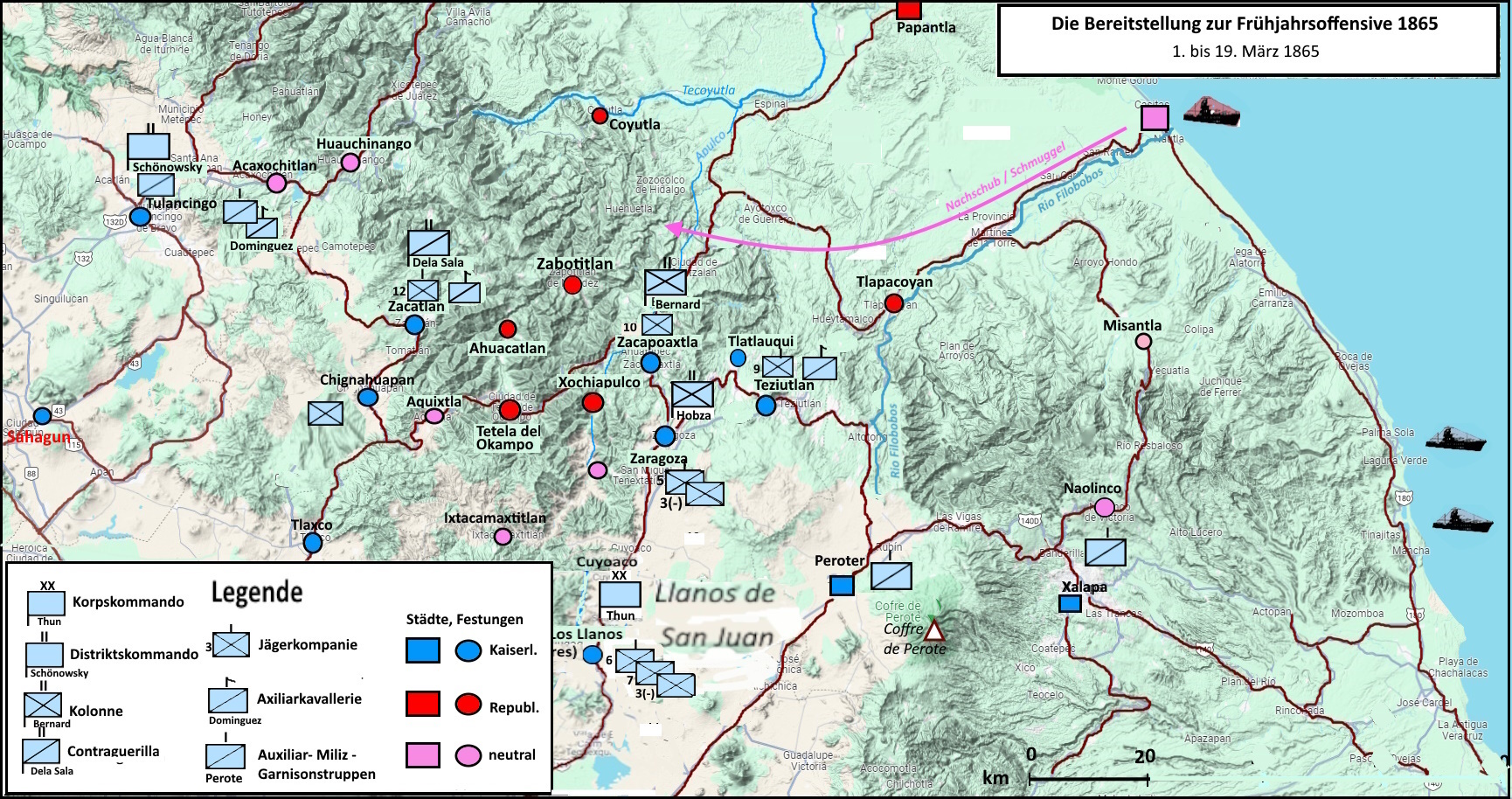 Märzoffensive 1865 Bereitstellung